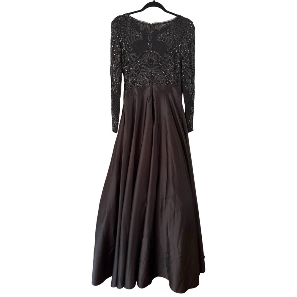 NWOT Betsy & Adam Sequin Long Sleeve Ball Gown Black Size 8 - Picture 5 of 10